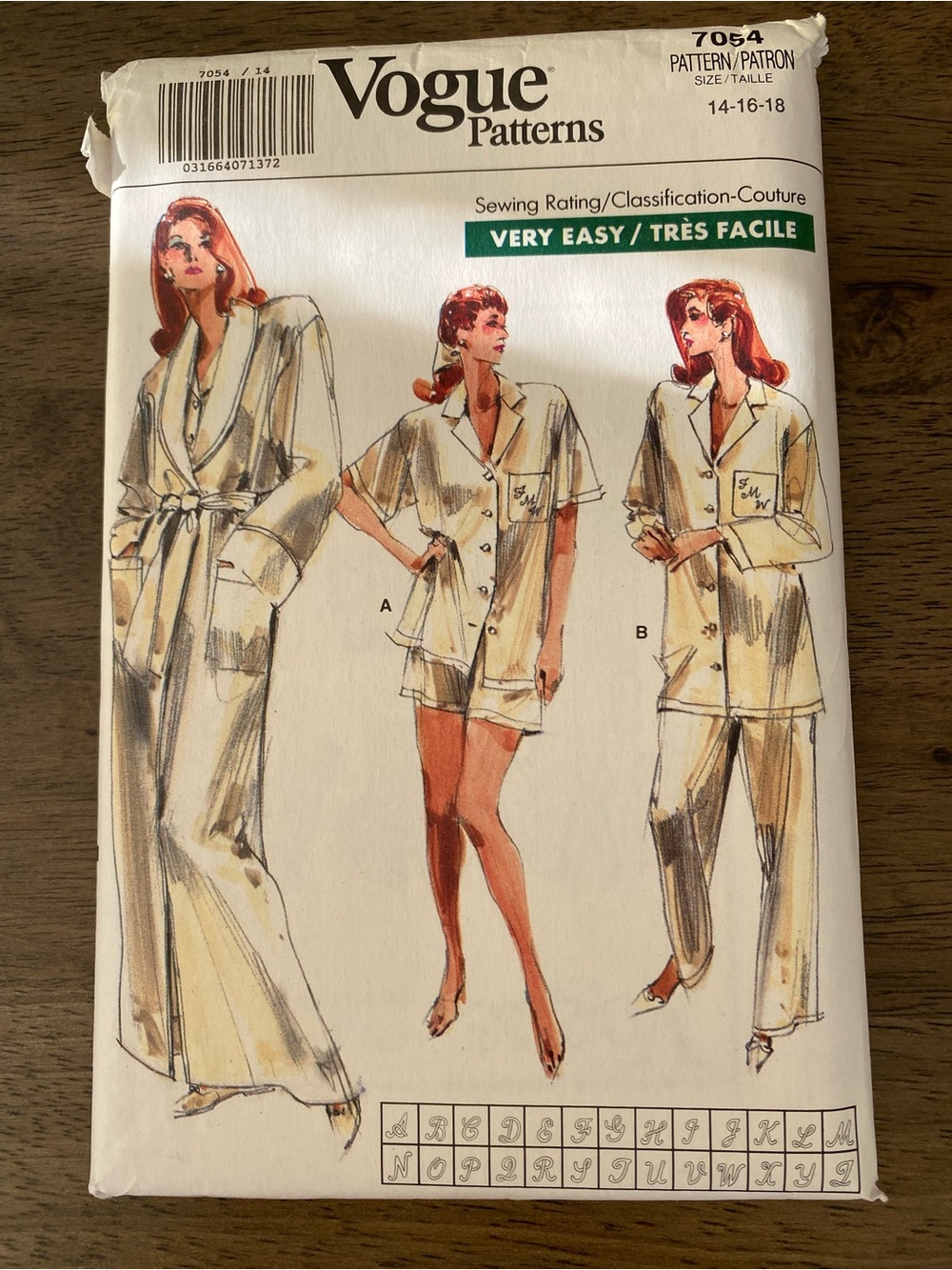 Vintage 80s Vogue Patterns 7054 Loungewear Pajama Robe Pattern Sz 14-18